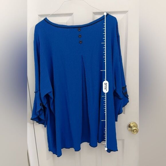 Ali Miles Women’s Bell Sleeve Lagenlook Tunic Royal Blue Size 3X Flowy Artsy - Picture 5 of 7